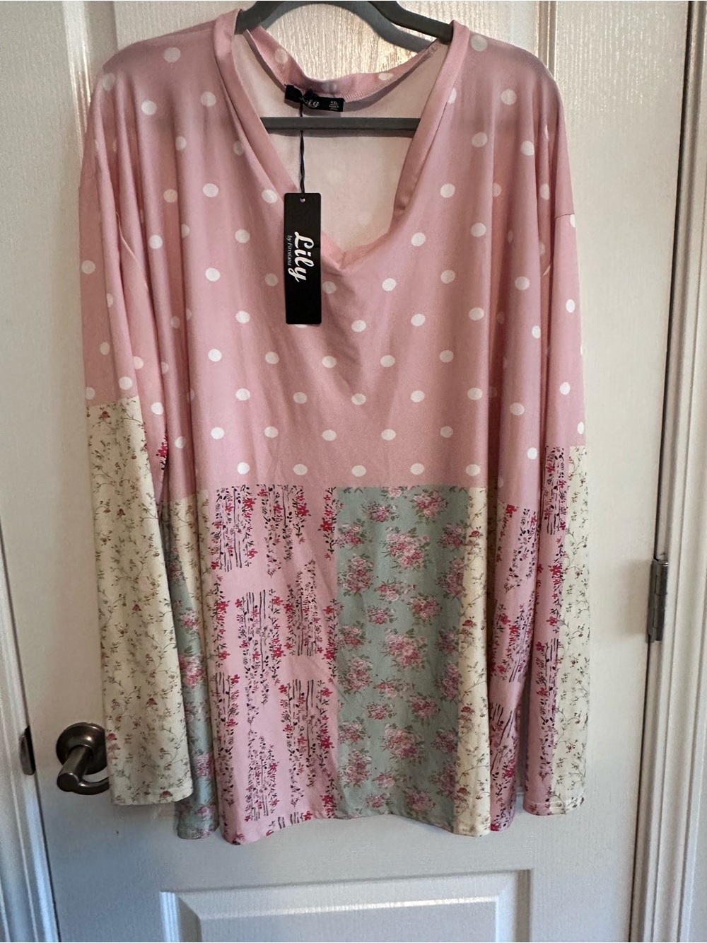 Lily Pink Polka Dot & Floral Patchwork Top